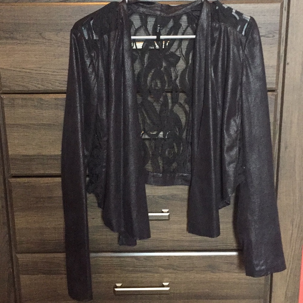 Lace pleather cardigan